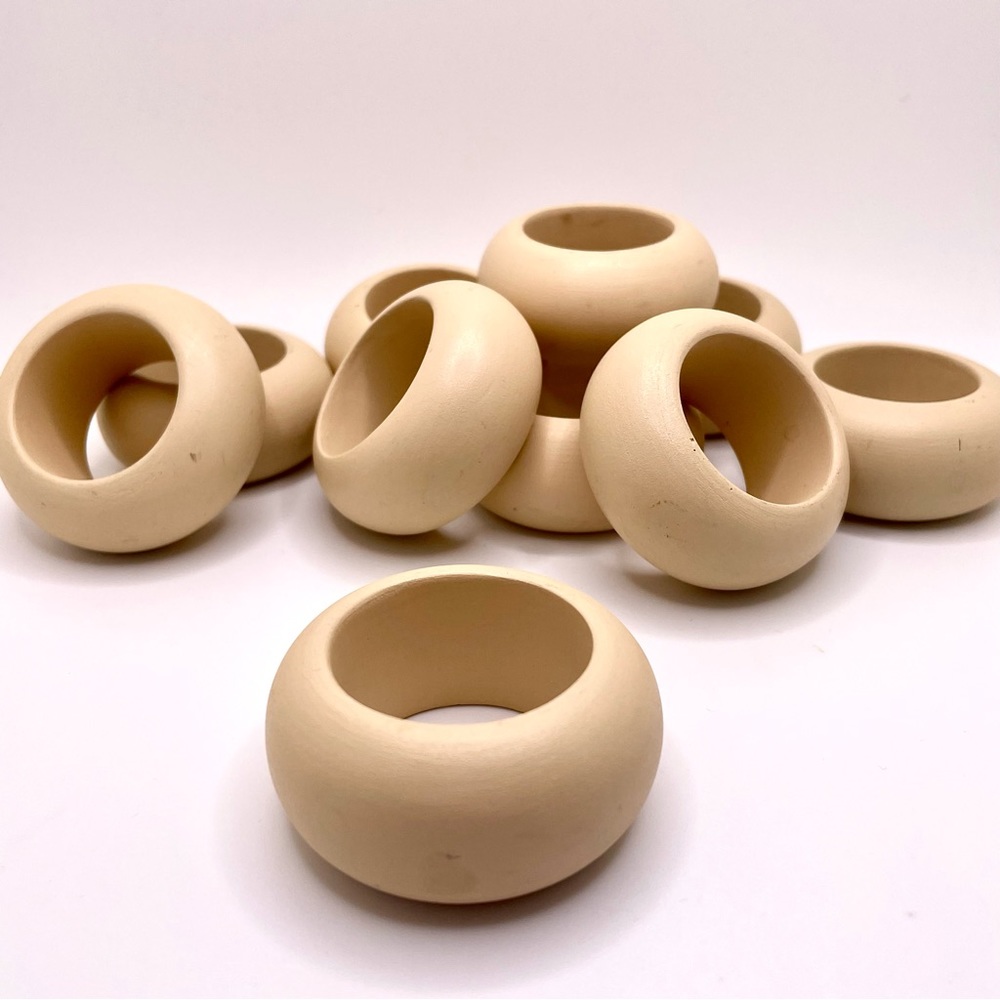 Beige Painted Napkin Rings - Set of 10